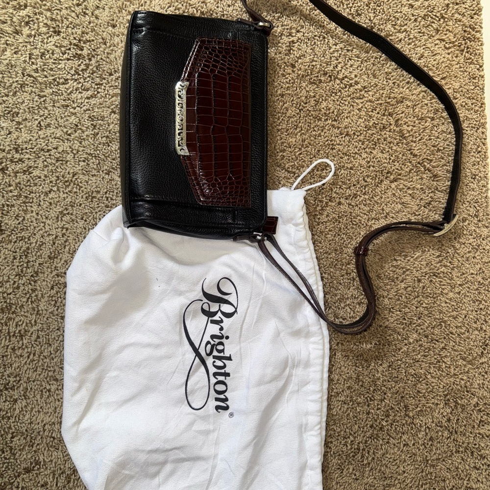 Brighton Black and Brown Leather Shoulder Bag